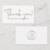 Carte De Correspondance Merci Rose Pour Le Soutien (Devant / Derrière)