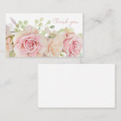 Carte De Correspondance Merci Rose rose Aquarelle (Devant / Derrière)