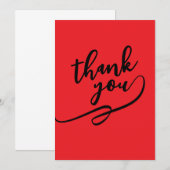 Carte De Correspondance Merci Rouge Écarlate Classique Unique Simple (Devant / Derrière)