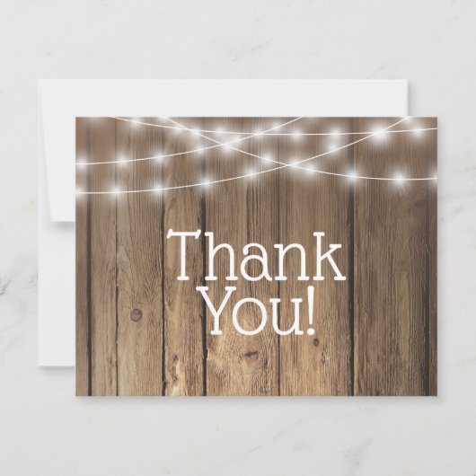 Carte De Correspondance Merci Rustic Bois Chaîne Lumières Baby Note Card (Devant)