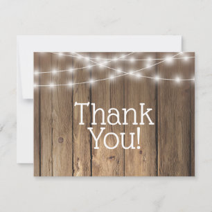 Carte De Correspondance Merci Rustic Bois Chaîne Lumières Baby Note Card