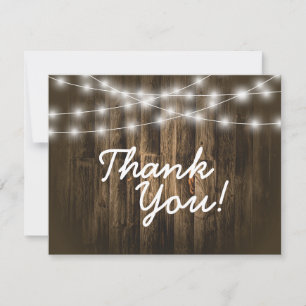 Carte De Correspondance Merci Rustique Chaîne Lumière Note