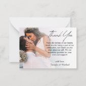 Carte De Correspondance merci simple écriture mariage photo défraîchi (Devant)