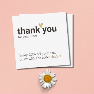 Carte De Correspondance Merci simple et élégant pour votre commande Coupon