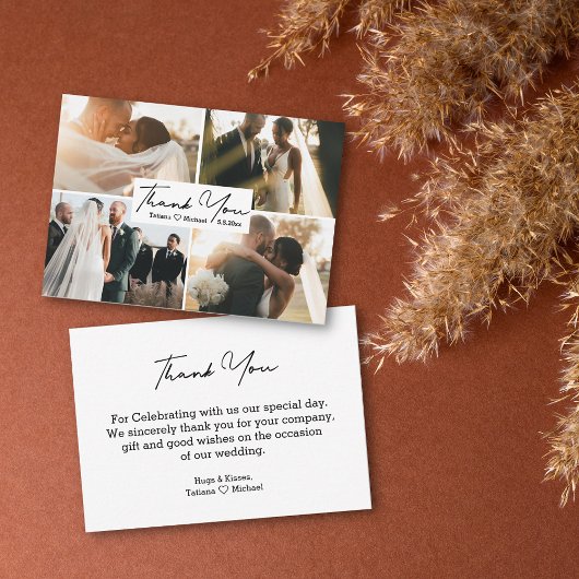 Carte De Correspondance merci simple mariage 4 photo budget