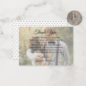 Carte De Correspondance merci superposition calligraphie photo mariage (Devant/Arrière en situation)