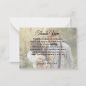 Carte De Correspondance merci superposition calligraphie photo mariage (Devant)