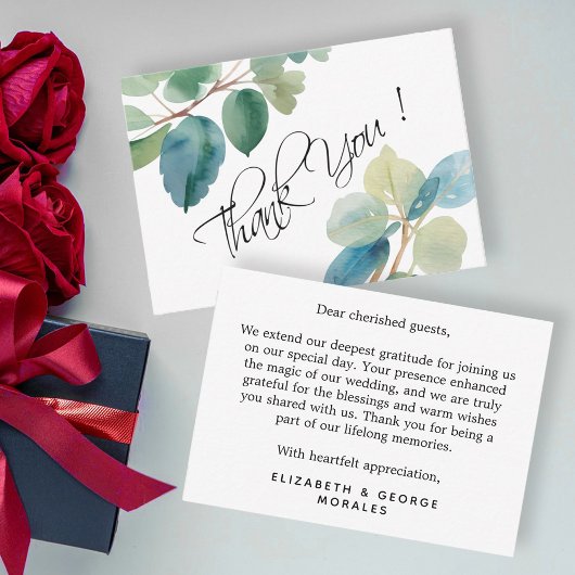 Carte De Correspondance Merci vert Eucalyptus Budget