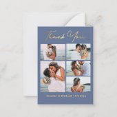 Carte De Correspondance merci violet or 5 photos collage mariage (Devant)