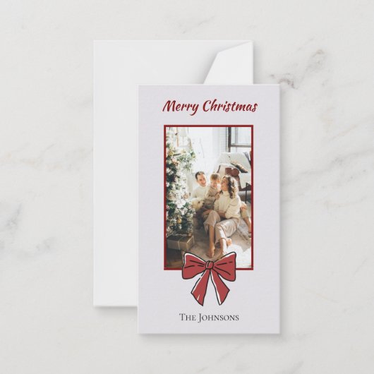 Carte De Correspondance Merry Christmas Personalized Note Card | Red Bow (Devant)