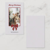Carte De Correspondance Merry Christmas Personalized Note Card | Red Bow (Devant / Derrière)