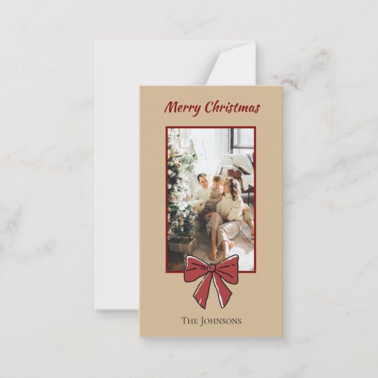 Carte De Correspondance Merry Christmas Personalized Note Card | Red Bow (Devant)