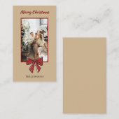 Carte De Correspondance Merry Christmas Personalized Note Card | Red Bow (Devant / Derrière)