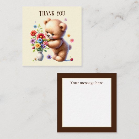 Carte De Correspondance Message d'ajout de Merci mignon (Devant / Derrière)