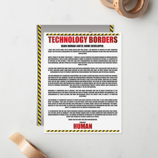 CARTE DE CORRESPONDANCE MESSAGE DES FRONTIÈRES TECHNOLOGIQUES (Devant/Arrière en situation)