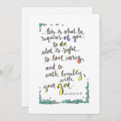 CARTE DE CORRESPONDANCE MICAH 6:8 (Devant / Derrière)