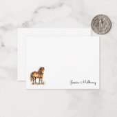 Carte De Correspondance Mignon Cheval Brun Script Cheval Enfants Fantaisie (Devant/Arrière en situation)