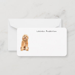 Carte De Correspondance Mignon chien Golden Doodle à l'aquarelle Petit