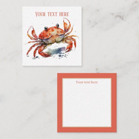 Carte De Correspondance mignon crabe de plage ajouter du texte (Devant / Derrière)