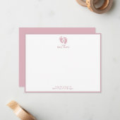 Carte De Correspondance Mignon de la nurserie de monogramme rose (Devant/Arrière en situation)