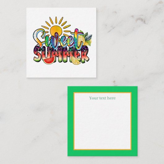 Carte De Correspondance mignon doux Summertime ajouter un sentiment (Devant / Derrière)