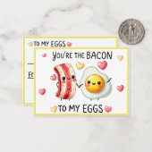 Carte De Correspondance Mignon Kawaii Bacon et Œufs (Devant/Arrière en situation)