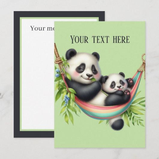 Carte De Correspondance mignon maman bébé panda ours ajouter un message (Devant / Derrière)