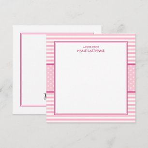 Carte De Correspondance Mignon Rayé Rose Je Vous Remercie Pointillé Prép