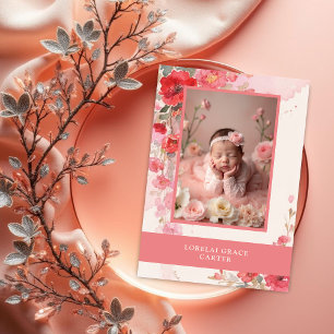 Carte De Correspondance Mignon souvenir photo floral corail pastel doux ad