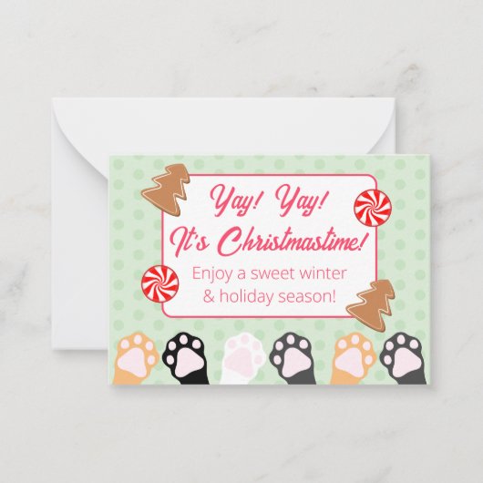 Carte De Correspondance Mignon Yay Yay C'est Noël Chat (Devant)