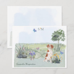 Carte De Correspondance Mignonne Bretagne Espagnol Chien Papillon Papillon