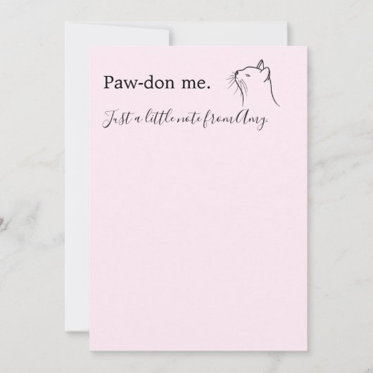 Carte De Correspondance Mignonne chatte demandant "Pardon me" rose (Devant)