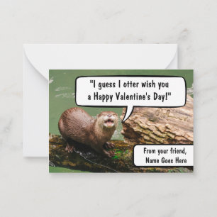 Carte De Correspondance Mignonne loutre drôle école Saint-Valentin