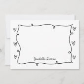 Carte De Correspondance Mignonne Main Tirée Coeurs Vavy Simple (Devant)