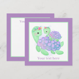 Carte De Correspondance mignonne maman et petite tortue de mer