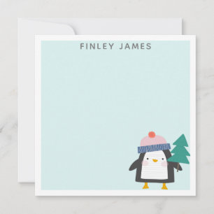 Carte De Correspondance Mignonne Penguin de Noël Monnaie Turquoise Personn