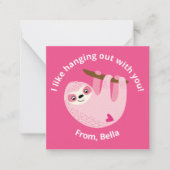 Carte De Correspondance Mignons Enfants Paresseux Rose Saint Valentin (Devant)