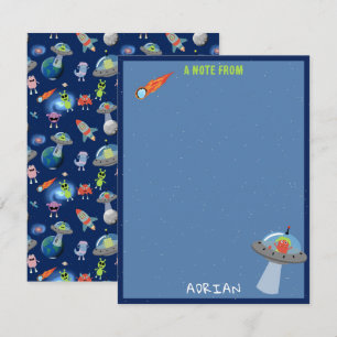 Carte De Correspondance Mignons monstres aliens modernes espace enfants no