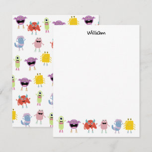 Carte De Correspondance Mignons monstres colorés drôles enfants