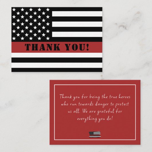 Carte De Correspondance Mince Red Line USA Drapeau Firefighter Appréciatio (Devant / Derrière)