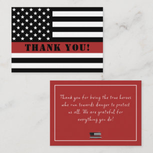 Carte De Correspondance Mince Red Line USA Drapeau Firefighter Appréciatio