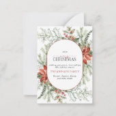 Carte De Correspondance Mini Arc Moderne Poinsettia Joyeux Script de Noël (Devant)