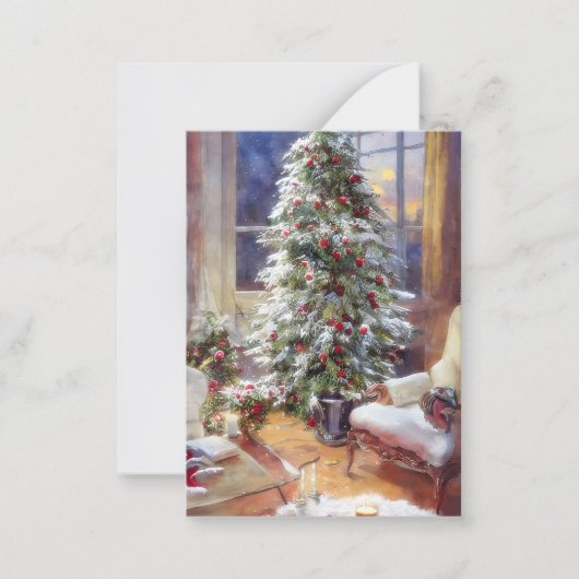 Carte De Correspondance Mini budget vieux mode sapin de Noël (Devant)