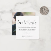 Carte De Correspondance MINI | Calligraphie Photo Mariage Amour et Merci (Devant/Arrière en situation)