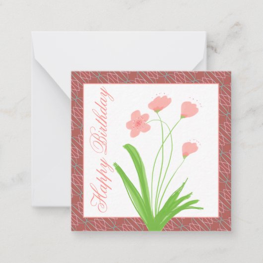Carte De Correspondance Mini floral rose (Devant)