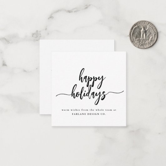 Carte De Correspondance Mini Joyeuses Vacances Script moderne Logo d'entre (Devant/Arrière en situation)