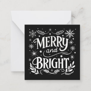 Carte De Correspondance Mini Joyeux et Lumineux Noël Noir et Blanc