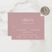 Carte De Correspondance Mini mariage minimaliste rose moderne RSVP (Devant/Arrière en situation)