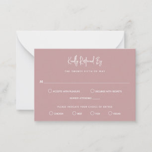 Carte De Correspondance Mini mariage minimaliste rose moderne RSVP