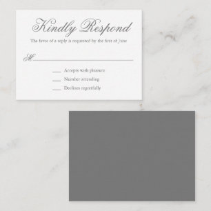 Carte De Correspondance Mini mariage traditionnel gris formel élégant RSVP